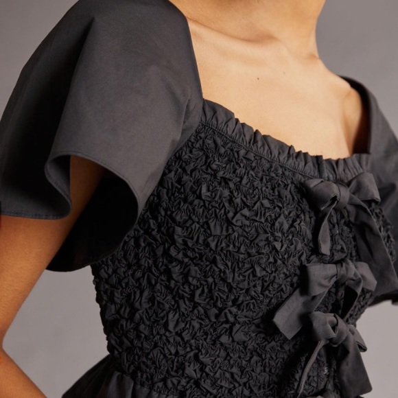 (AA4) En Saison Matisse Bow-Front Peplum Blouse, Black, Size Medium, NWT - Picture 7 of 16